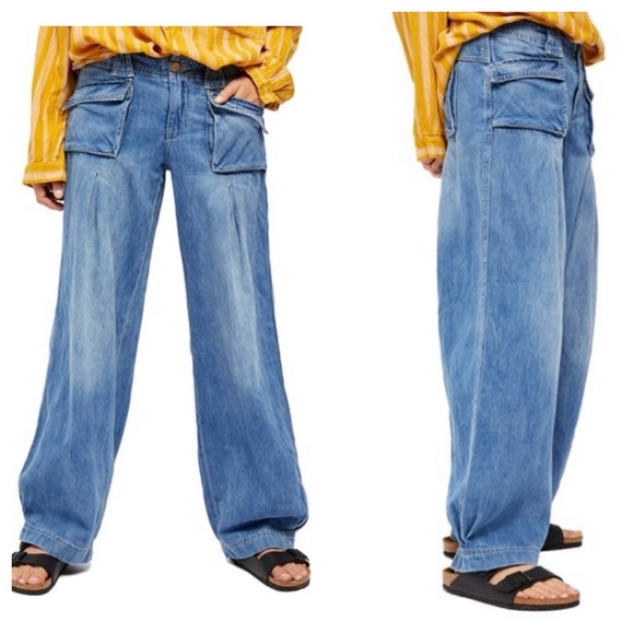 Free People Jeans Nwt Size 26 Birch Denim Wide Leg Poshmark
